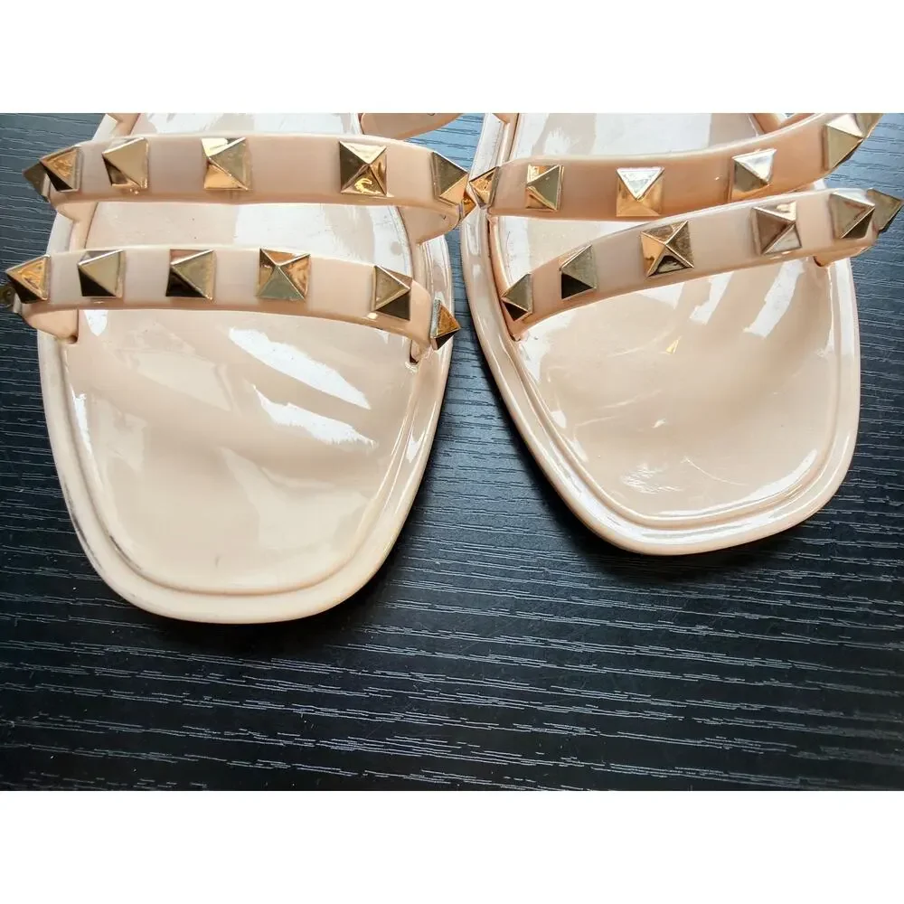 Reserved Footwear Nude Studded Jelly Slide Sandals Women’s Size 8